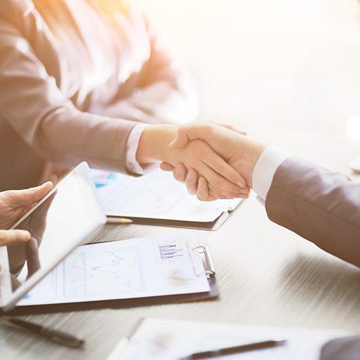 commitment Lawyer and client shaking hands