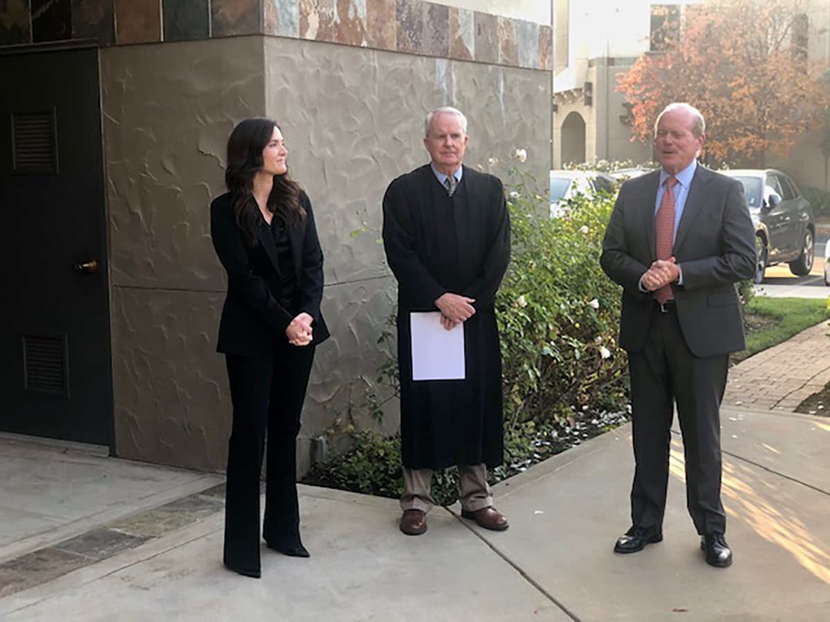 Jessica Thomason with retired Justice Stephen J. Kane as she becomes a WTJ associate